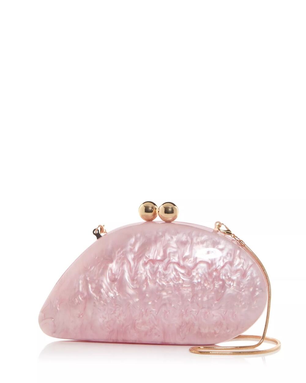 AQUA Nala Acrylic Clutch With Shoulder Chain Strap In Pearlized Pink